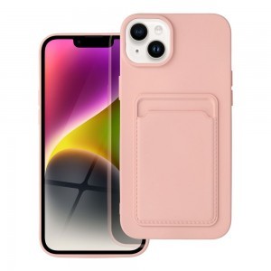 iPhone 14 Card Case Szilikon tok hátlapi kártyatartóval rózsaszín