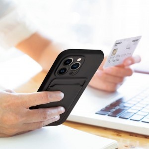 iPhone 14 Pro Max Card Case Szilikon tok hátlapi kártyatartóval fekete