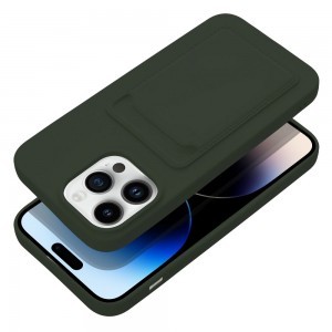 iPhone 14 Pro Max Card Case Szilikon tok hátlapi kártyatartóval zöld