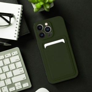 iPhone 14 Pro Max Card Case Szilikon tok hátlapi kártyatartóval zöld