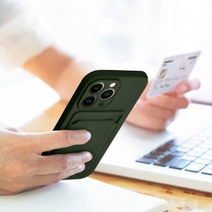 iPhone 14 Pro Card Case Szilikon tok hátlapi kártyatartóval zöld
