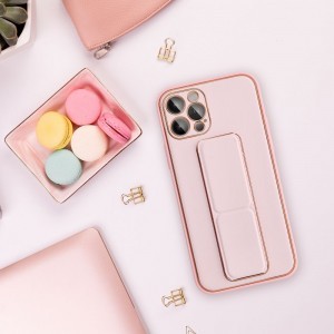 iPhone 14 Pro Max Forcell Leather Kickstand tok rózsaszín