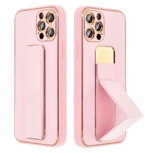 iPhone 14 Pro Max Forcell Leather Kickstand tok rózsaszín