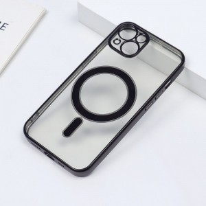 iPhone 14 Pro Max MagSafe-kompatibilis átlátszó TPU tok fekete kerettel Alphajack