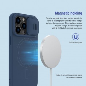 iPhone 14 Pro Nillkin CamShield Silky Magsafe kompatibilis szilikon tok kék