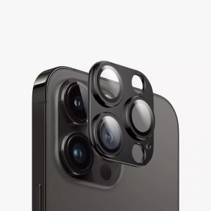 iPhone 14 Pro/14 Pro Max/15 Pro/15 Pro Max kameralencsevédő 9H üveg asztrofekete Alphajack
