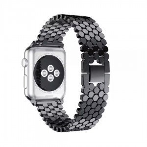 Apple Watch 4/5/6/7/8/SE/Ultra (42/44/45/49mm) fém luxury óraszíj fekete Alphajack