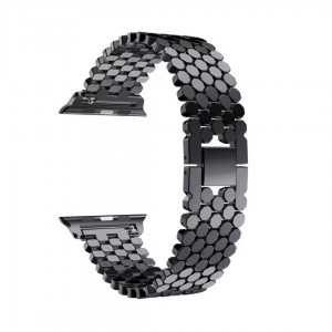 Apple Watch 4/5/6/7/8/SE/Ultra (42/44/45/49mm) fém luxury óraszíj fekete Alphajack