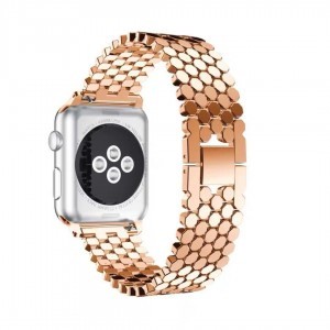 Apple Watch 4/5/6/7/8/SE/Ultra (42/44/45/49mm) fém luxury óraszíj rose gold Alphajack