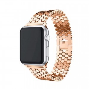 Apple Watch 4/5/6/7/8/SE/Ultra (42/44/45/49mm) fém luxury óraszíj rose gold Alphajack