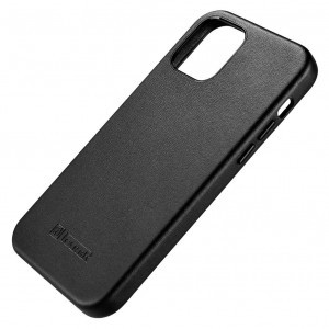 iPhone 12 Mini iCarer valódi bőr tok fekete (MagSafe kompatibilis) (WMI1215-BK)