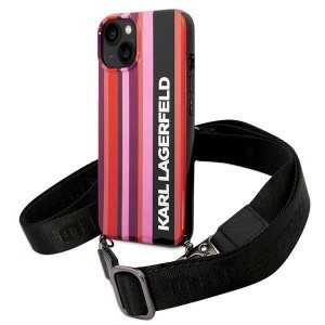 iPhone 14 Plus Karl Lagerfeld KLHCP14MSTSTP Color Stripes Strap tok rózsaszín