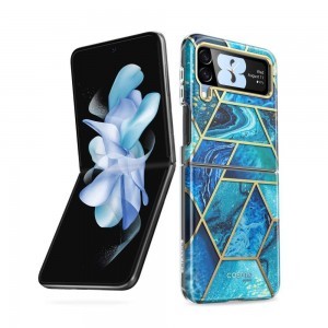 Samsung Galaxy Z Flip 4 Supcase Cosmo Márvány mintás tok kék