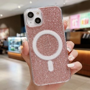 iPhone 14 Pro MagSafe-kompatibilis glitter tok rózsaszín Alphajack