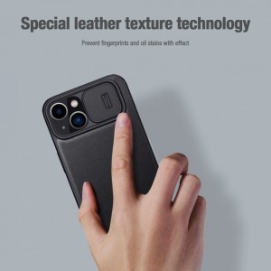 iPhone 14 Plus Nillkin Qin Pro bőr szövet flip tok szürke