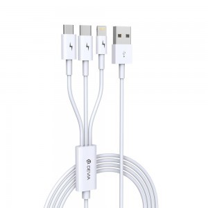Devia kábel 3 az 1-ben Smart USB - Lightning + USB-C + microUSB 1,2 m 2A fehér