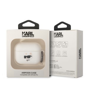 Airpods Pro Karl Lagerfeld 3D Logo NFT Choupette Head szilikon tok fehér