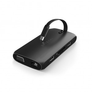 Satechi USB-C On-the-go többportos adapter, HUB elosztó (1xHDMI, 1xVGA, 1x USB-C PD, 1xGigabit Ethernet, 2x USB-A, 1xUSB-C, Micro/SD) - fekete (ST-UCMBAK)