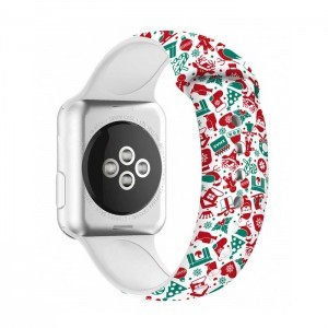 Apple Watch 4/5/6/7/8/SE/Ultra (42/44/45/49mm) karácsonyi mintás óraszíj Alphajack (XMAS-7)