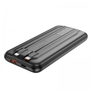 Borofone BJ22 Powerbank 10000mAh USB PD QC 3.0 22,5W+ beépített Type C és Lightning kábel fekete
