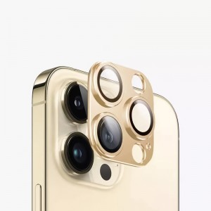 iPhone 14/14 Plus/15/15 Plus kameralencsevédő 9H üveg arany Alphajack