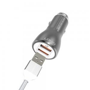 LDNIO C407Q Quick Charge 3.0 autós töltő 2xUSB 3A + mikro USB kábel