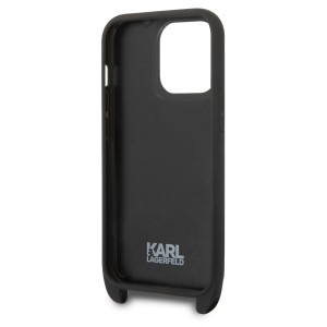 iPhone 14 Pro Max Karl Lagerfeld KLHCP14XSTMMK Monogram tok vállpánttal fekete