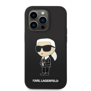 iPhone 14 Pro Karl Lagerfeld KLHCP14LSNIKBCK Liquid Silicone Ikonik NFT tok fekete