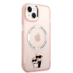 iPhone 14 Karl Lagerfeld IML Karl és Choupette NFT MagSafe kompatibilis tok rózsaszín (KLHMP14SHNKCIP)