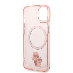 iPhone 14 Karl Lagerfeld IML Karl és Choupette NFT MagSafe kompatibilis tok rózsaszín (KLHMP14SHNKCIP)