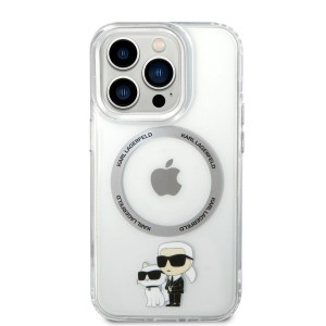 iPhone 14 Pro Karl Lagerfeld IML Karl és Choupette NFT MagSafe kompatibilis tok átlátszó (KLHMP14LHNKCIT)