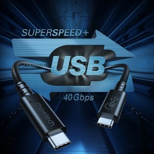 Choetech USB-C - USB-C kábel USB 4 Gen3 100W 40Gbps / 8K 0.8m fekete (XCC-1028)