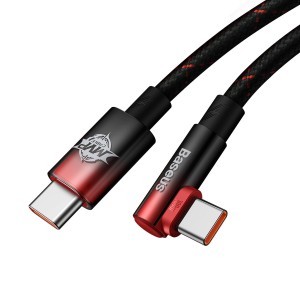 Baseus MVP 90 fokban döntött USB Type C - USB Type-C kábel 1m 100W 5A piros (CAVP000620)