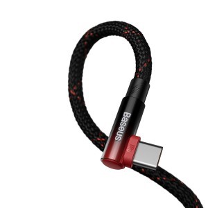 Baseus MVP 90 fokban döntött USB Type C - USB Type-C kábel 1m 100W 5A piros (CAVP000620)