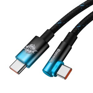 Baseus MVP 90 fokban döntött USB Type C - USB Type-C kábel 1m 100W 5A kék (CAVP000621)