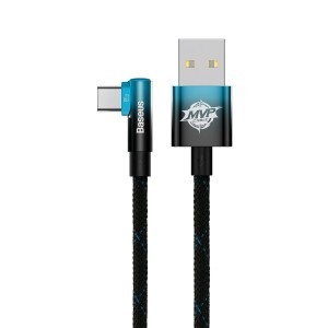Baseus MVP 2 90 fokban döntött USB - USB Type-C kábel 1m 100W fekete-kék