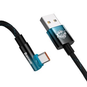 Baseus MVP 2 90 fokban döntött USB - USB Type-C kábel 2m 100W fekete-kék