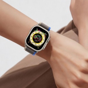 Apple Watch 4/5/6/7/8/SE/Ultra (42/44/45/49mm) Tech-Protect Nylon szíj szürke/kék