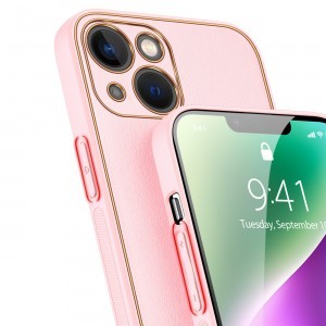 iPhone 14 Plus Dux Ducis Yolo TPU és PU bőr tok rózsaszín
