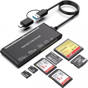 ROCKETEK 7 az 1-ben USB 3.0/USB-C kártyaolvasó CF/2x SD/2x microSD/XD/MS (RT-CR7AC)-0