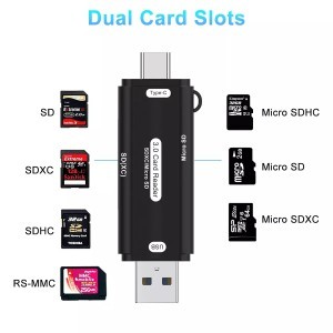 ROCKETEK multifunkciós USB-A, USB Type-C OTG kártyaolvasó SD/microSD (HX519)-6
