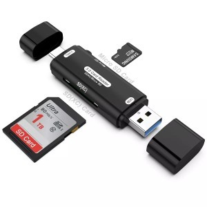 ROCKETEK multifunkciós USB-A, USB Type-C OTG kártyaolvasó SD/microSD (HX519)-1