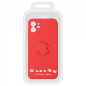 iPhone 14 Plus Vennus szilikon tok hátlapi gyűrűvel piros