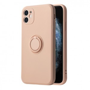 iPhone 14 Plus Vennus szilikon tok hátlapi gyűrűvel világos rózsaszín