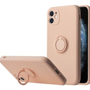 iPhone 14 Plus Vennus szilikon tok hátlapi gyűrűvel világos rózsaszín