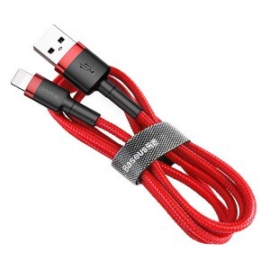Baseus Cafule Nylon harisnyázott USB/Lightning kábel 2A 3m piros (CALKLF-R09)