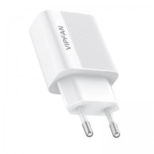 Vipfan E01 fali hálózati töltő adapter, 1x USB, 2,4A (fehér)