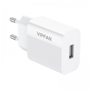Vipfan E01 fali hálózati töltő adapter, 1x USB, 2,4A + Lightning kábel (fehér)