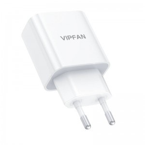 Vipfan E04 fali hálózati töltő adapter, USB-C, 20W, QC 3.0 + Lightning kábel (fehér)