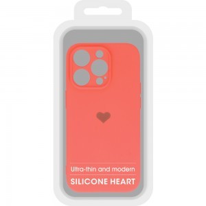 iPhone 14 Plus Vennus szilikon tok szív mintával korall
